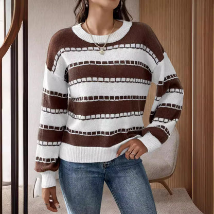Pull décontracté rayé pour femmes avec une coupe confortable et des détails décoratifs Chic und Stil