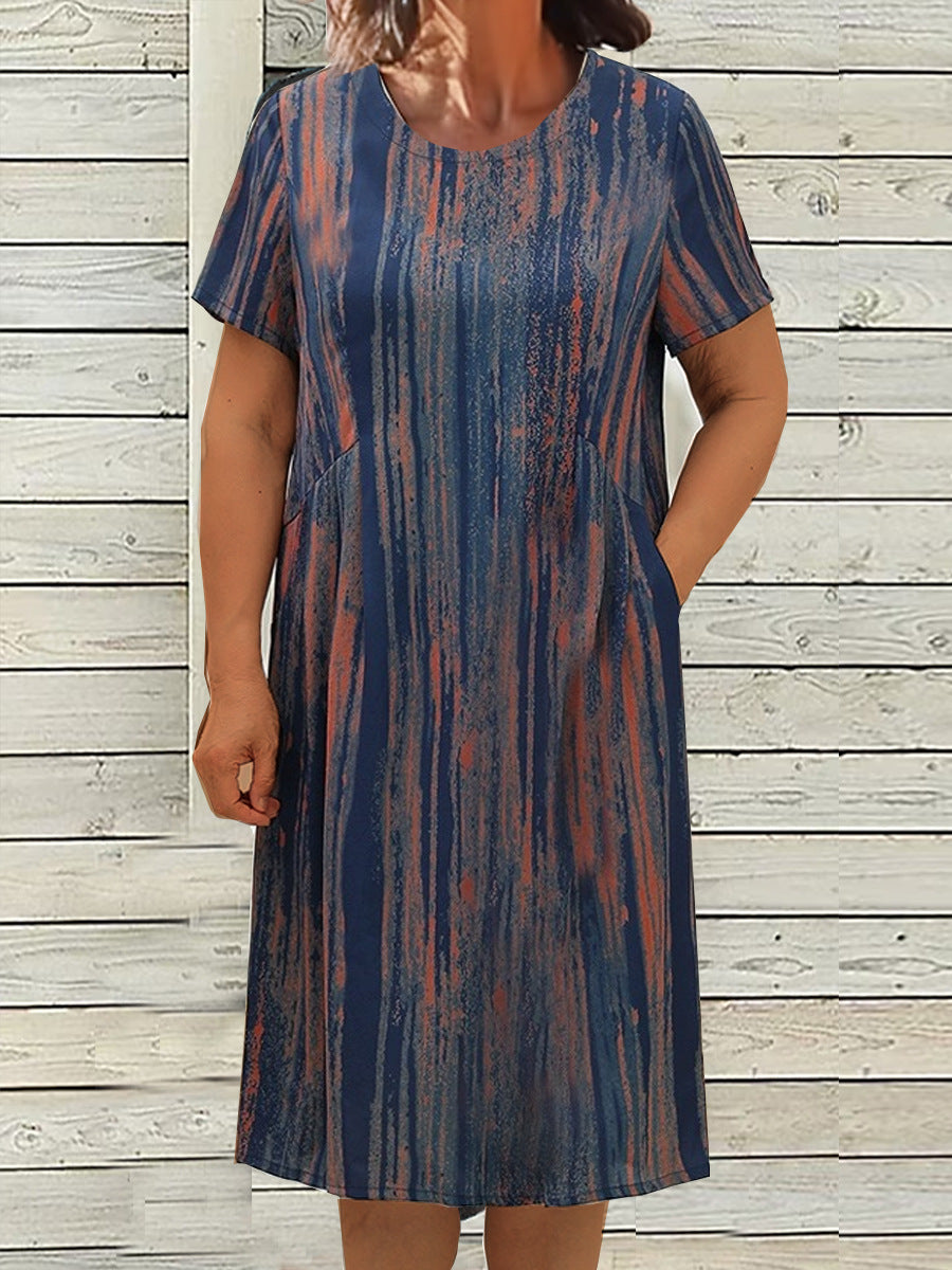 Robe maxi décontractée pour femmes avec un motif rayé innovant et des poches latérales pratiques Chic und Stil