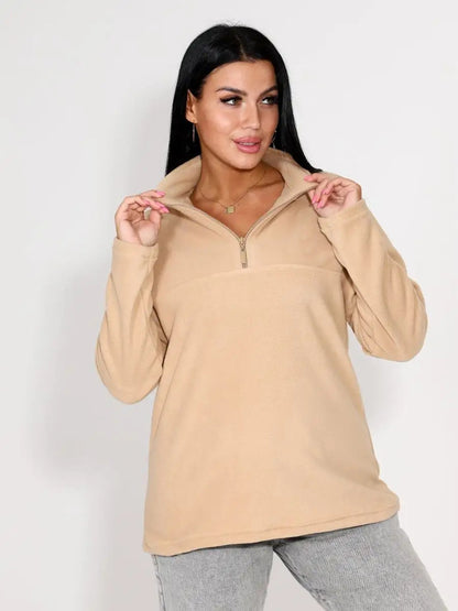 Dames Pull Fleece à demi-zip Chic und Stil