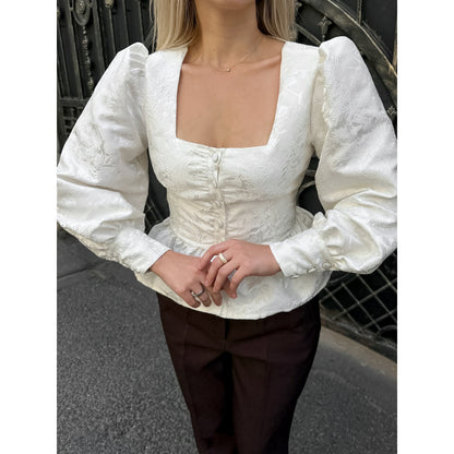 Dames Élégante Blouse avec Manches Bouffantes Chic und Stil