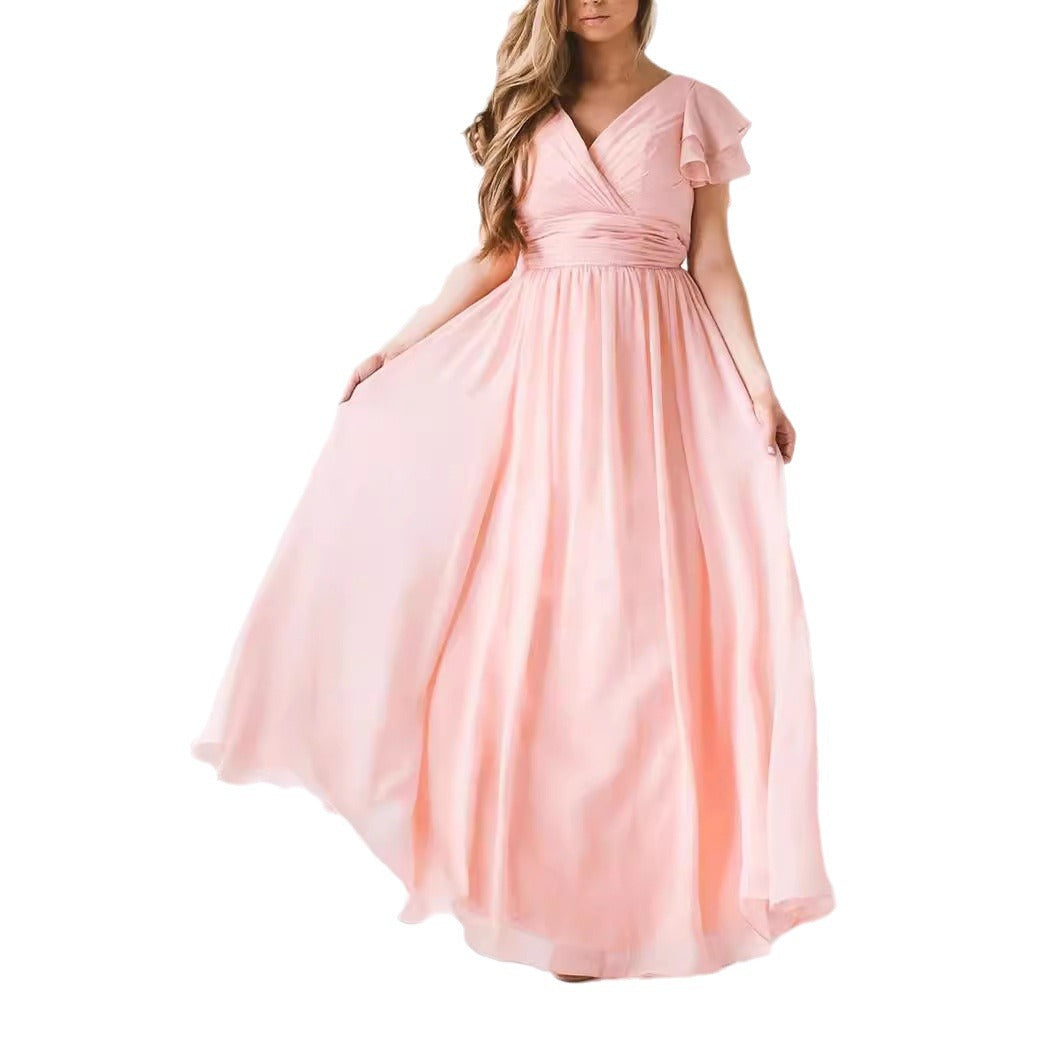 Dames Élégante Robe Maxi avec Manches Volantes Chic und Stil