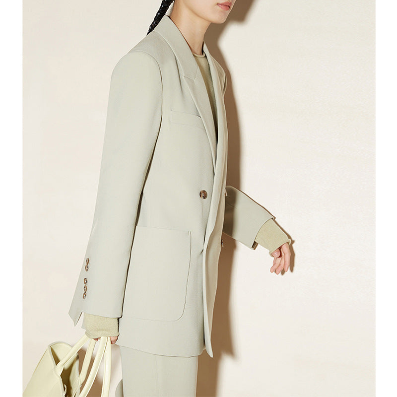 Double-breasted fitted blazer set for women and slim pants Chic and Style