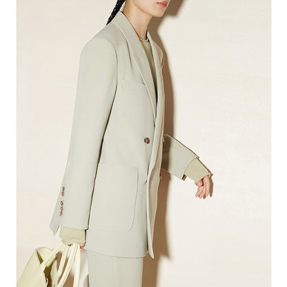 Double-breasted fitted blazer set for women and slim pants Chic and Style