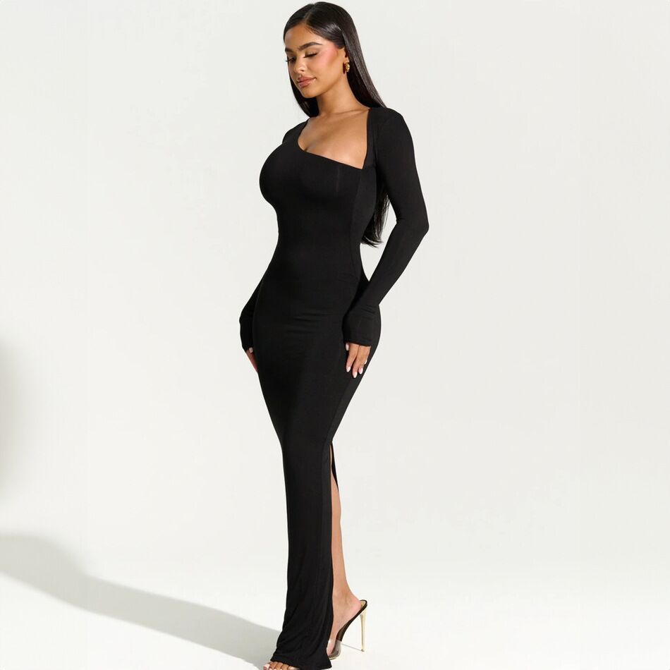 Robe maxi enveloppante élégante pour femmes avec décolleté asymétrique Chic und Stil