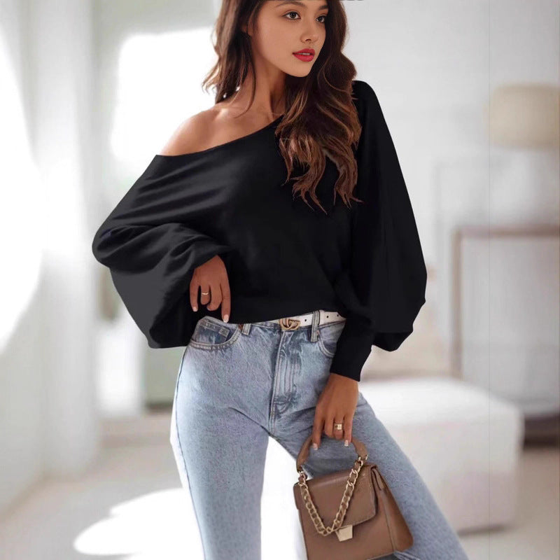 Pull oversized pour femmes avec une coupe asymétrique et un décolleté plongeant Chic und Stil