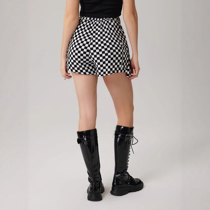 Shorts d'été à carreaux pour femmes avec poches latérales et taille élastique Chic und Stil