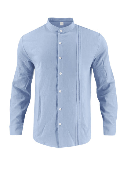 Chemise à manches longues tendance pour hommes avec surface texturée et col montant innovant Chic und Stil