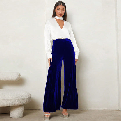 Loose plush pants for women with pleats and high waist Chic and Style
