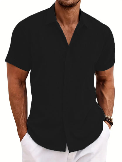Chemise à manches courtes structurée pour hommes avec boutons Chic und Stil