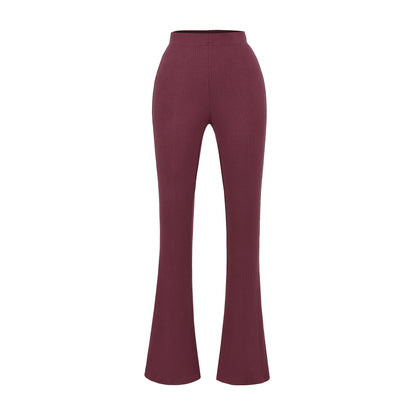 Elegant flared pants for women with a high waist and fine rib design Chic and Style