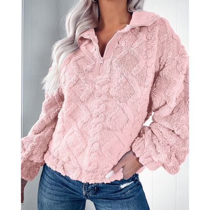 Femme Pull en polaire avec demi-zip Chic und Stil