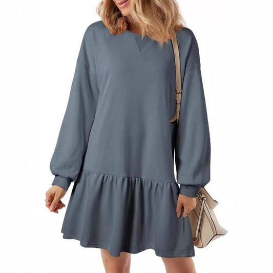 Robe de sweat décontractée pour femmes avec décolleté en V et ourlet à volants Chic und Stil