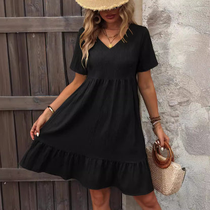 Robe d'été à encolure en V aérienne pour femmes avec ourlet à volants Chic und Stil