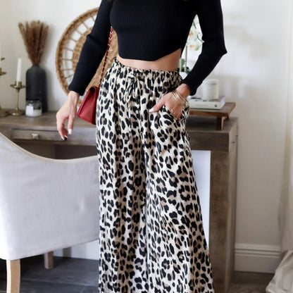 Women Wide Leg Leopard Print Pants Chic and Style