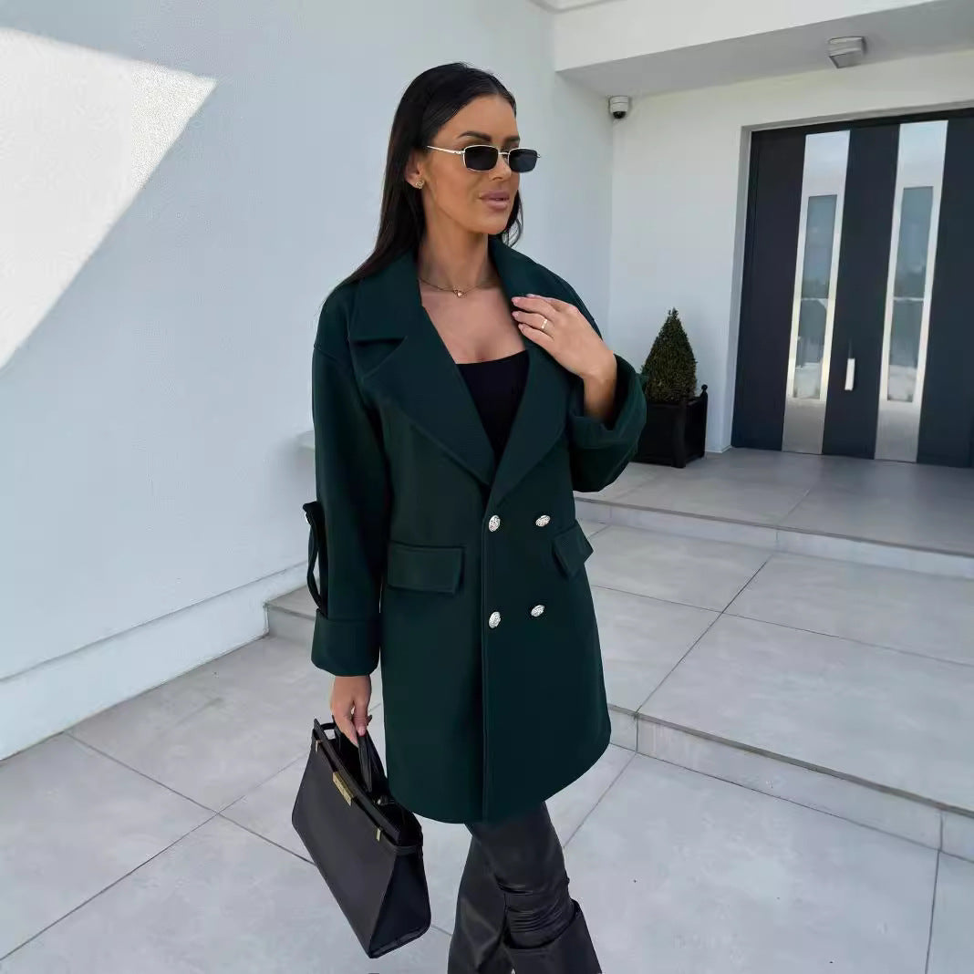 Dames Blazer surdimensionné élégant avec double rangée de boutons et poches pratiques Chic und Stil