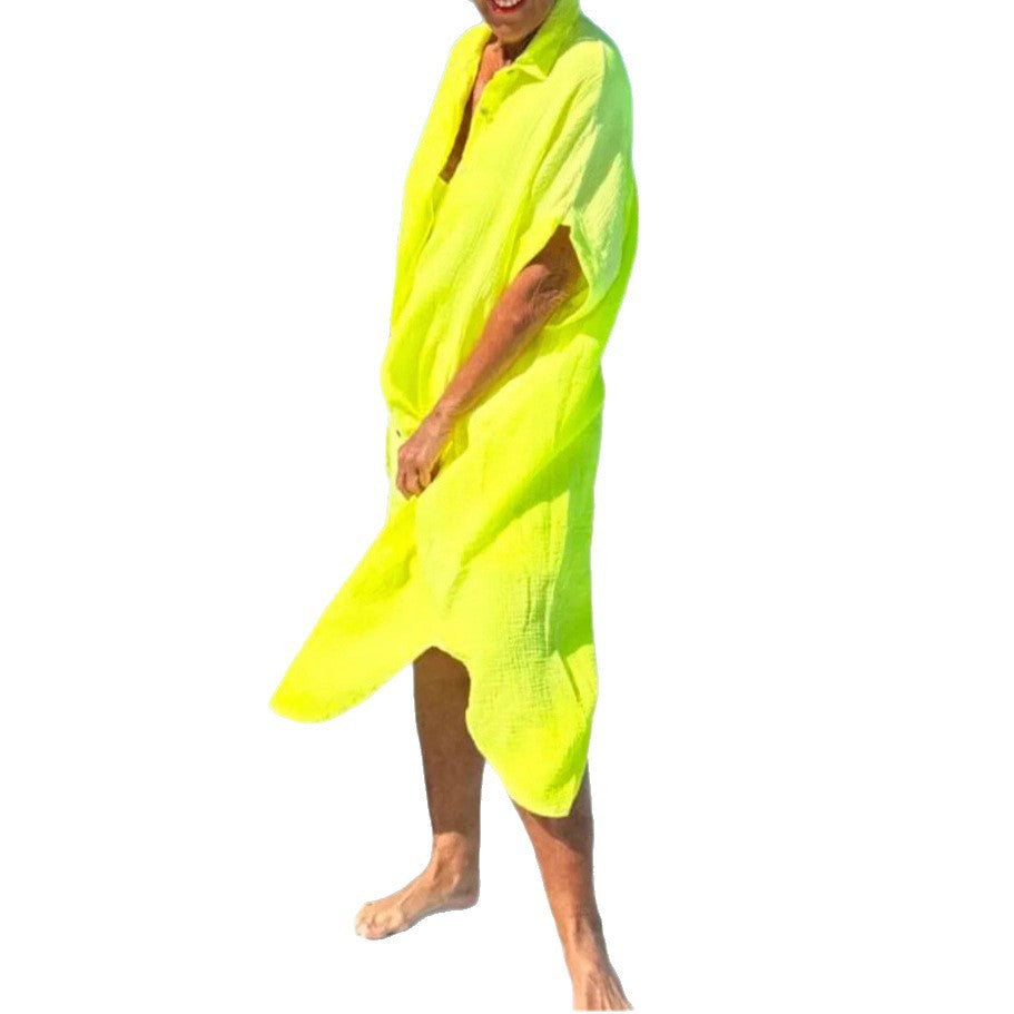 Robe de couverture à boutons en coton léger pour femme Chic und Stil