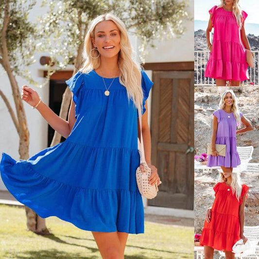 Dames Robe Mini Flottante Échelonnée Chic und Stil