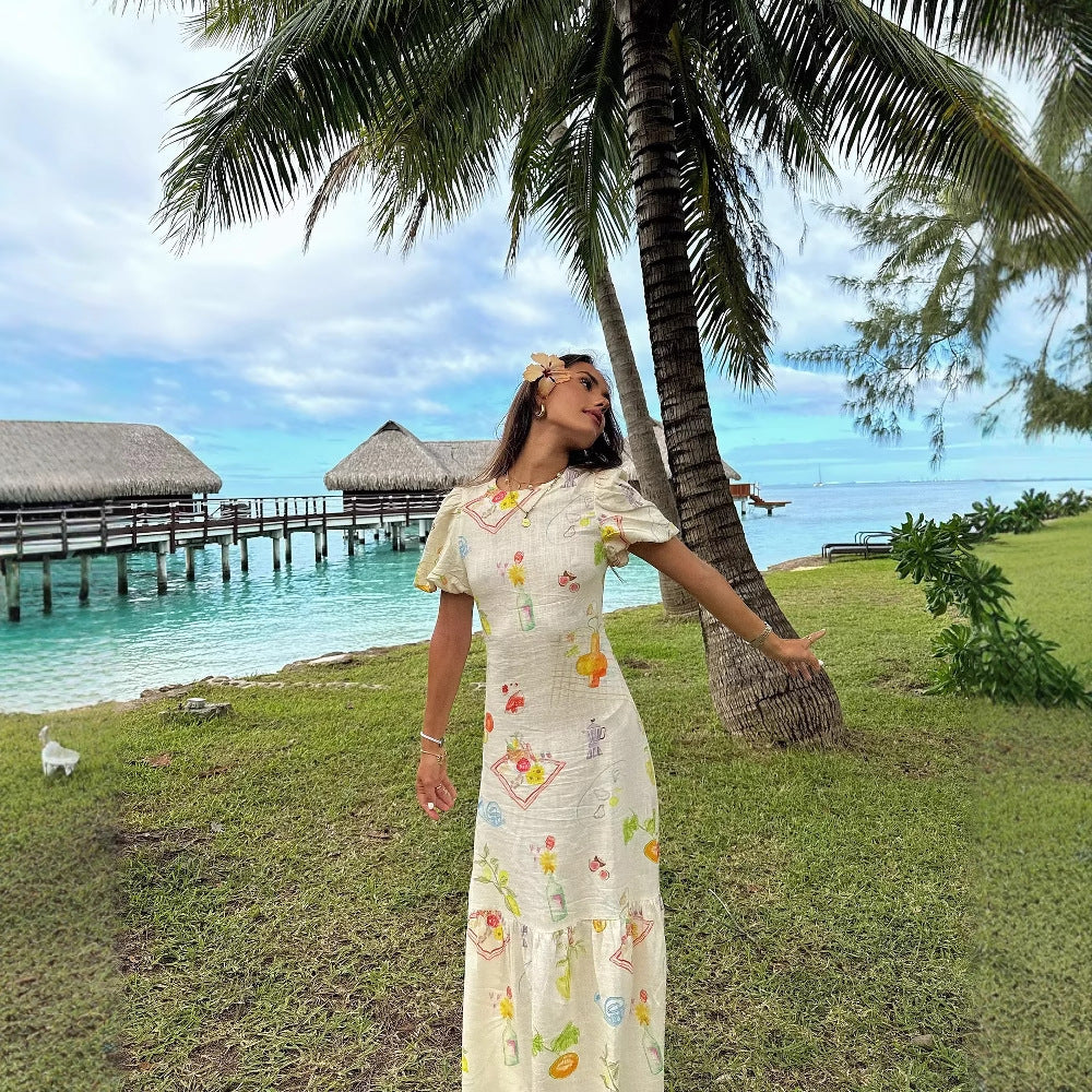 Robe maxi femme avec imprimé coloré et volants fluides Chic und Stil