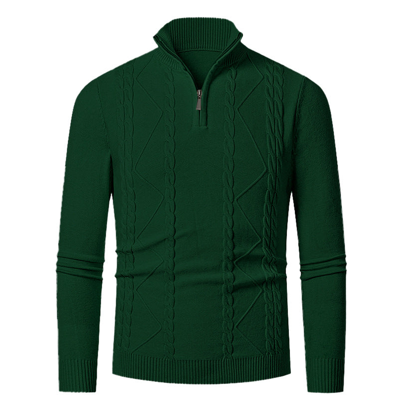 Knitted pull for men with half zip and textured pattern Chic und Stil