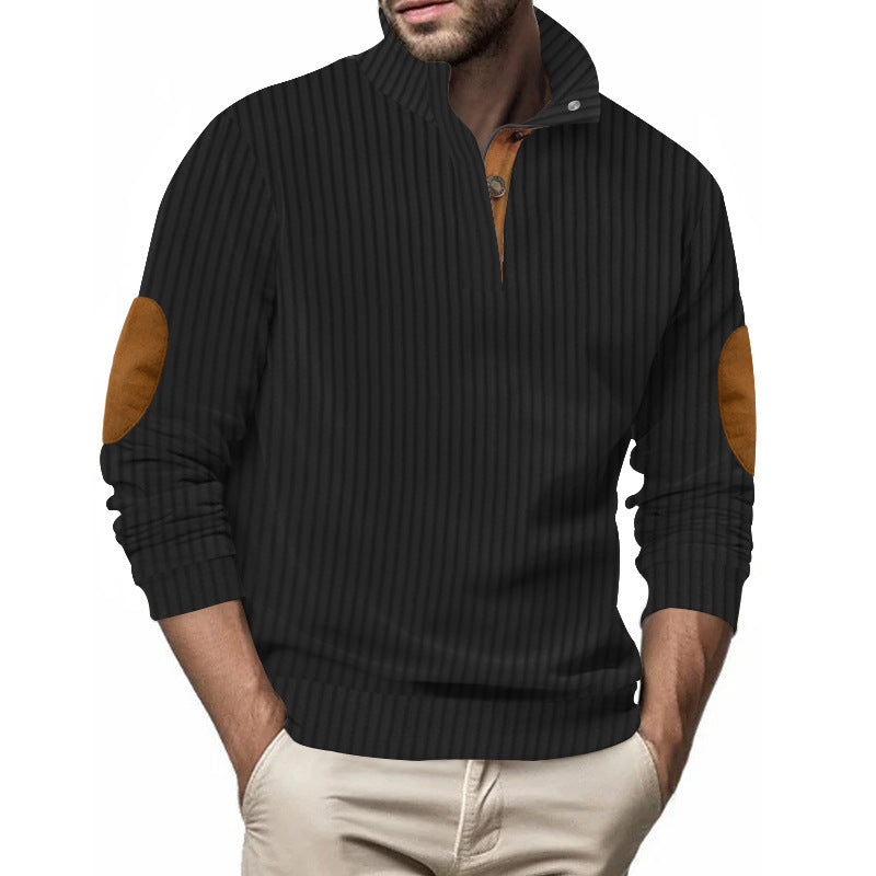 Quilted pullover for men with textured design and contrasting patches Chic and Style