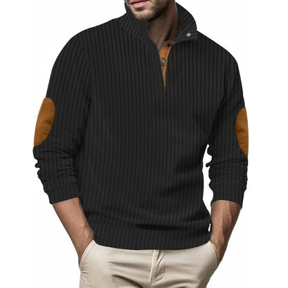 Quilted pullover for men with textured design and contrasting patches Chic and Style