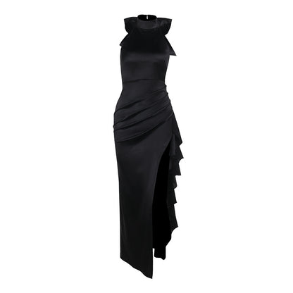 Dames Élégant Haut-Coupe Dos Nu Maxi Robe Chic und Stil