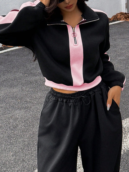 Dames Ensemble sportif mixte avec col montant et fermeture éclair Chic und Stil