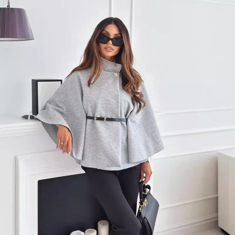 Dames Élégants Capes en Tricot avec Ceinture Chic und Stil