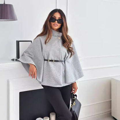 Dames Élégants Capes en Tricot avec Ceinture Chic und Stil