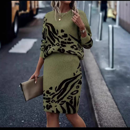 Robe en tricot pour femmes à motif léopard Chic und Stil