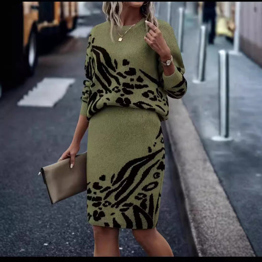 Robe en tricot pour femmes à motif léopard Chic und Stil