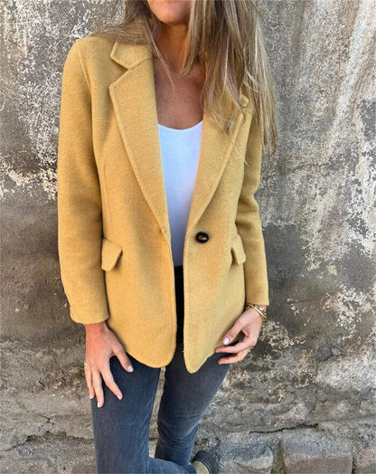 Dames Blazer élégant en tissu polaire chaud avec poches pratiques Chic und Stil