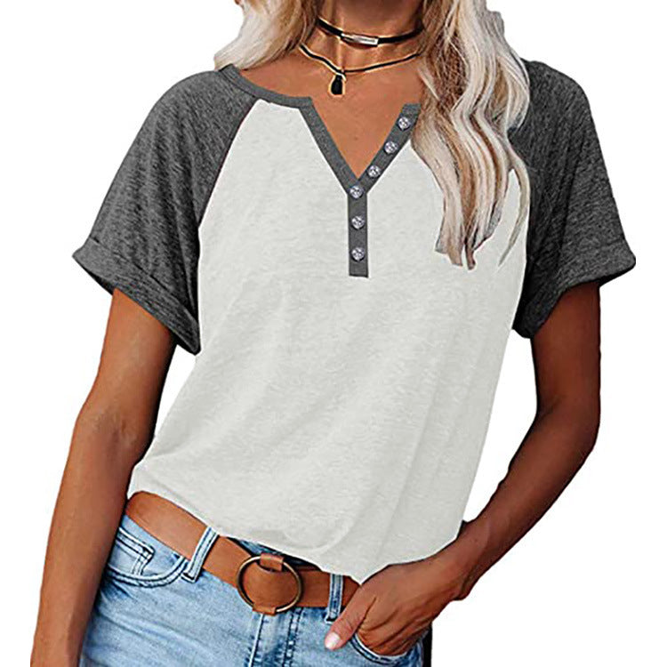 T-shirt femme style raglan avec détails de boutons décoratifs et coupe décontractée Chic und Stil