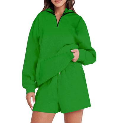 Pull à capuche décontracté pour femmes avec fermeture éclair courte et poches pratiques Chic und Stil