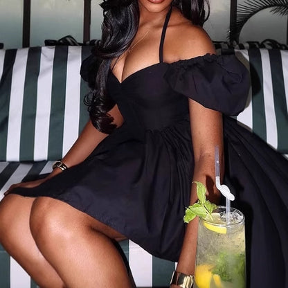 Robe cocktail off-shoulder pour femmes avec détails en volants Chic und Stil