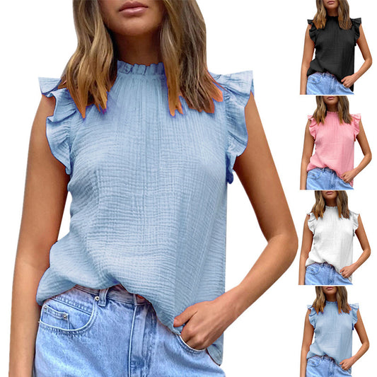 Blouse légère pour femmes avec des détails en volants et col montant Chic und Stil