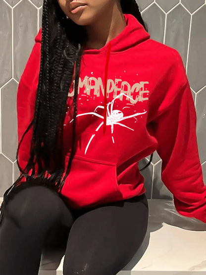 Dames hoodie avec motif d'araignée créatif et coupe confortable Chic und Stil