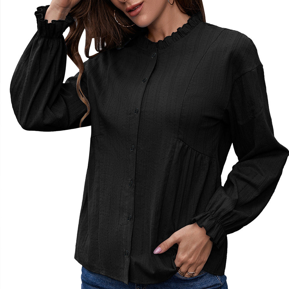 Chemisier femme avec ourlet à volants et détails de boutons Chic und Stil