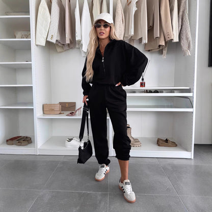 Dames confortable ensemble de loisirs avec col montant et poches plaquées Chic und Stil