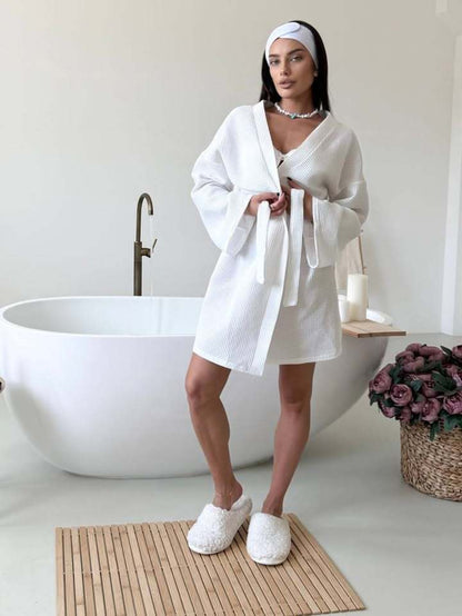 Ladies terry waffle robe Chic und Stil