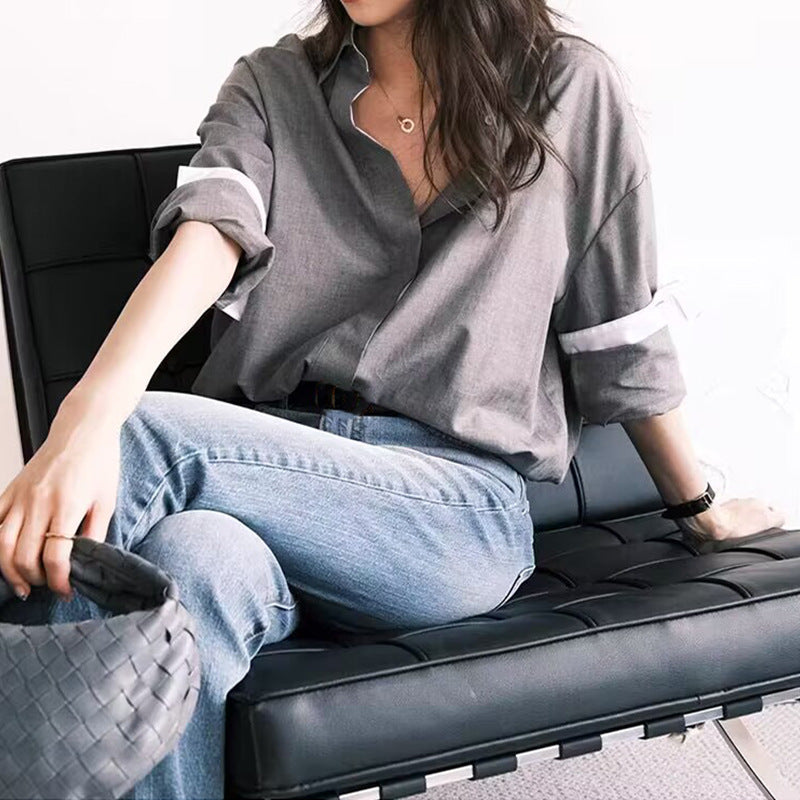 Chemise classique surdimensionnée à boutons pour femmes Chic und Stil