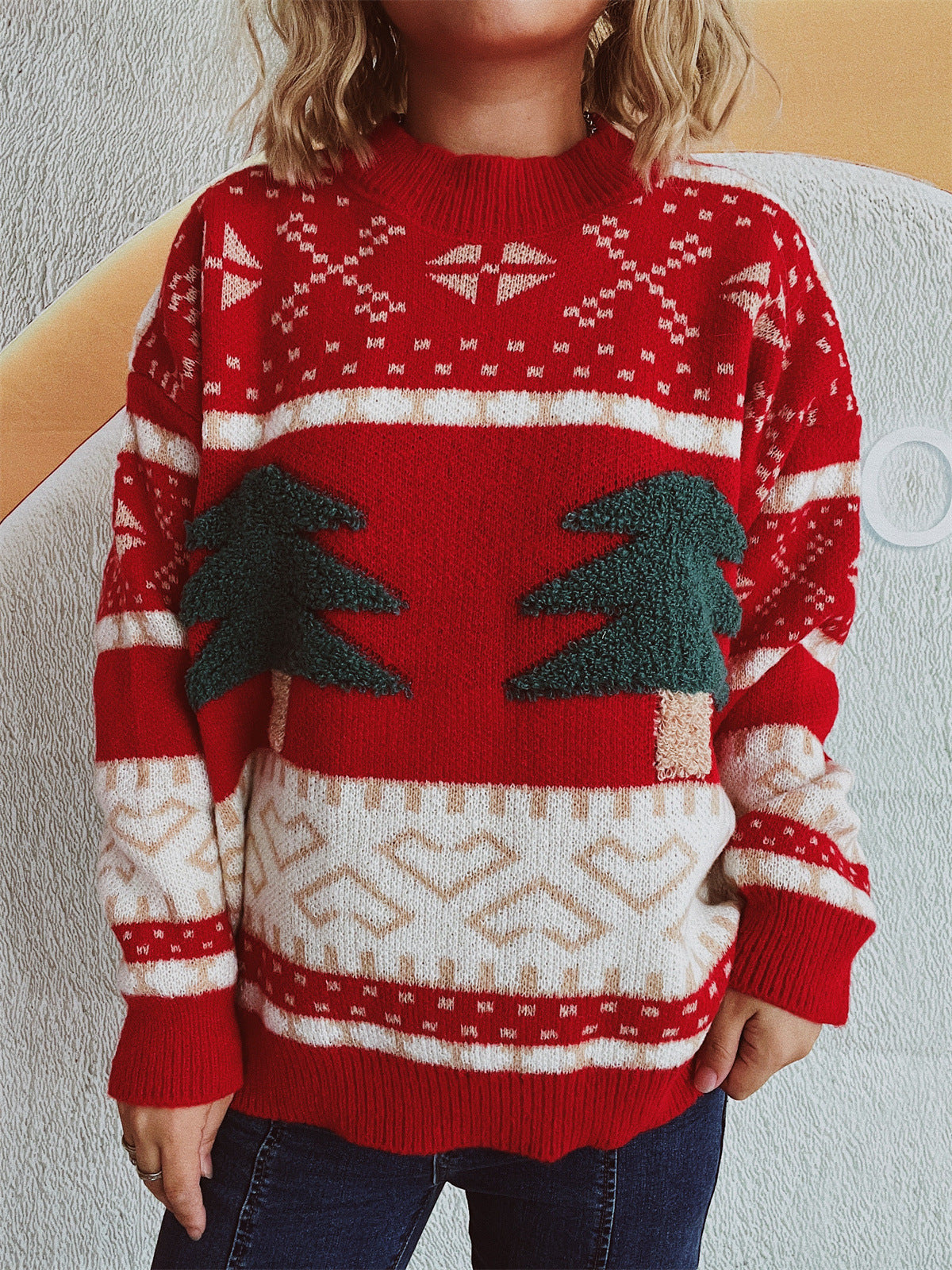 pull-over en maille festive pour femmes avec motif de Noël et matériau doux Chic und Stil