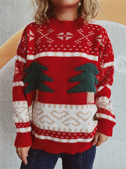 pull-over en maille festive pour femmes avec motif de Noël et matériau doux Chic und Stil