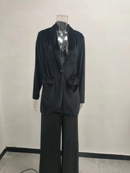 Dames Blazer en velours élégant avec poches Chic und Stil