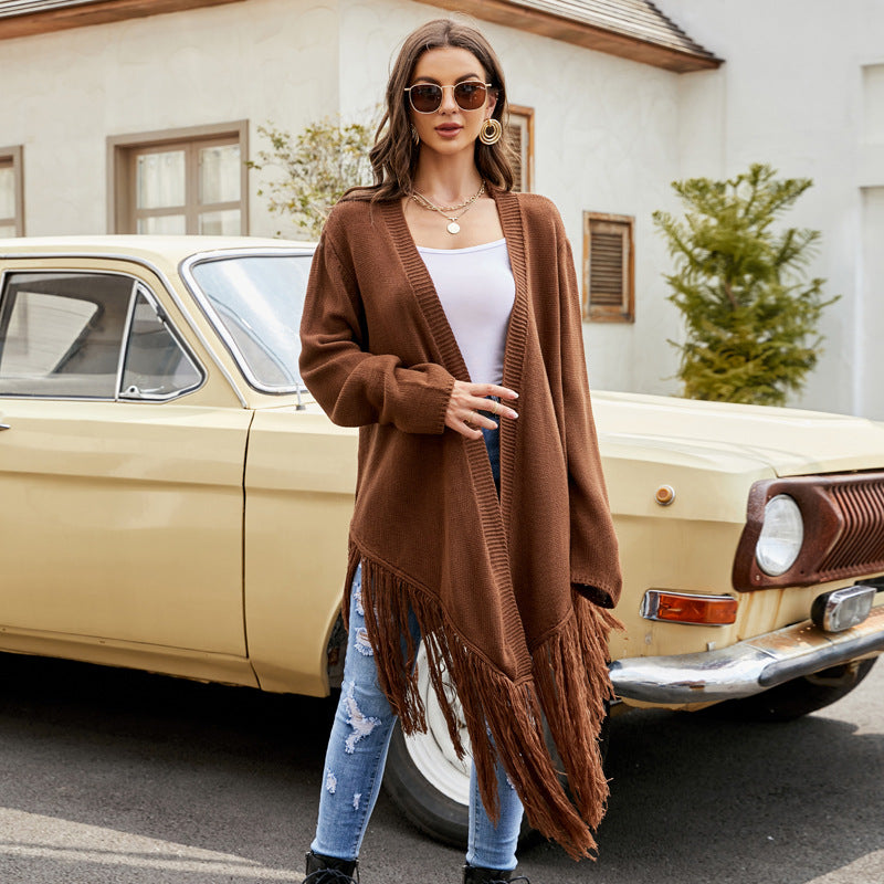 Fringe knit coat Chic und Stil