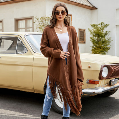 Fringe knit coat Chic und Stil