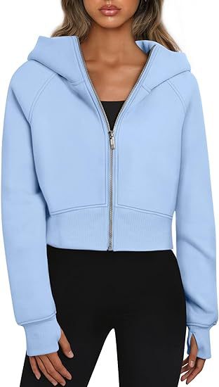 Veste à capuche cropped pour femmes avec fermeture éclair intégrale Chic und Stil