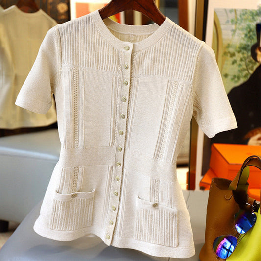 Blouse texturée à manches courtes pour femmes Chic und Stil