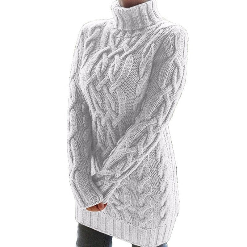 Pull-over en grosse maille pour femmes avec col montant et motif en torsade Chic und Stil