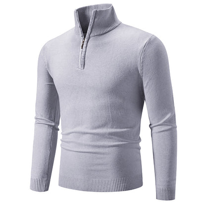 Knitted pullover for men with high collar and zipper Chic und Stil